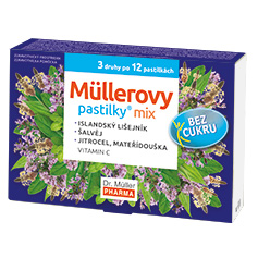 NOVÉ: Müllerove pastilky<sup>®</sup> bez cukru MIX - 3 druhy po 12 pastilkách