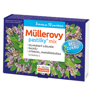 NOVÉ: Müllerovy pastilky<sup>®</sup> bez cukru MIX - 3 druhy po 12 pastilkách