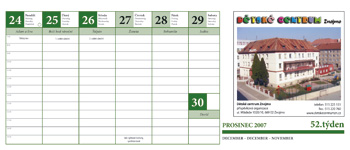 Stolní kalendář - ukázka