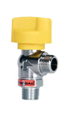 Protipožární kulový uzávěr rohový s Firebagem k flexigas hadici 1/2" MM