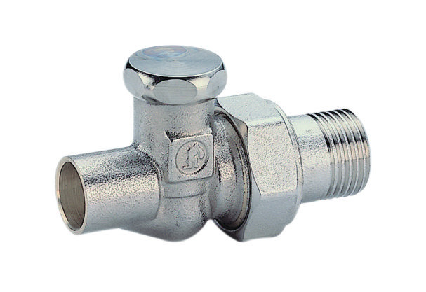 Regulační radiátorové šroubení, přímé, chrom, pro Cu trubku 1/2"x15