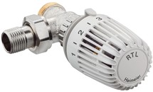 Regulátor s ventilem RTL rohový, vněj. 3/4" bílý