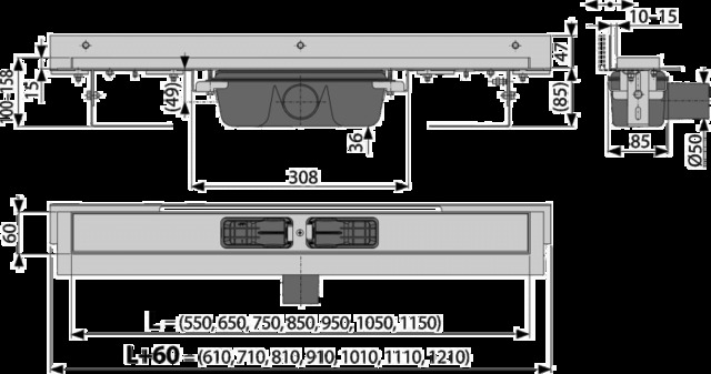 Nerezový podlahový žlab APZ4 flexible