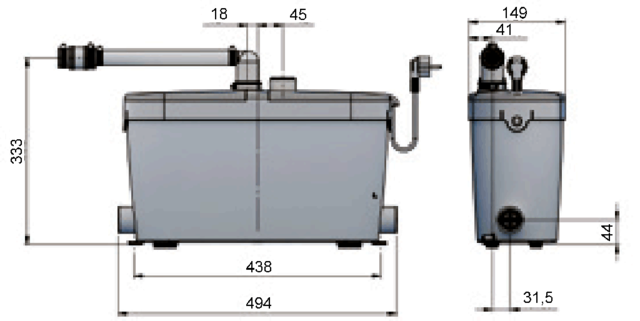 SANIACCESS Pump sanitární čerpadlo pro koupelnu (bez WC) či kuchyni.