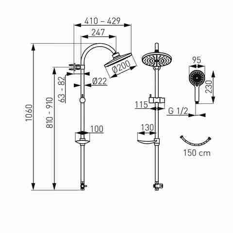 Sprchová souprava k sprchové baterii s horním vývodem