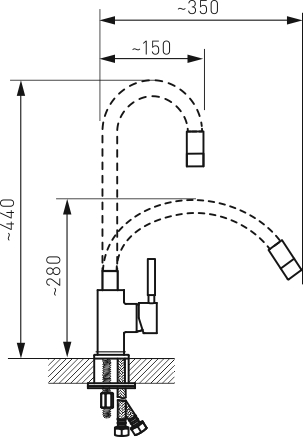 Dřezová stojánková baterie s otočným ramenem, chrom
