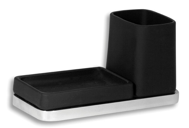 Držák skleničky a mýdlenky Metalia 4 černá-chrom - 6472,5