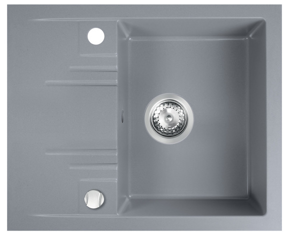Granitový dřez s odkapem, s přepadem z dřezu, šedá - DRGM48/58GA