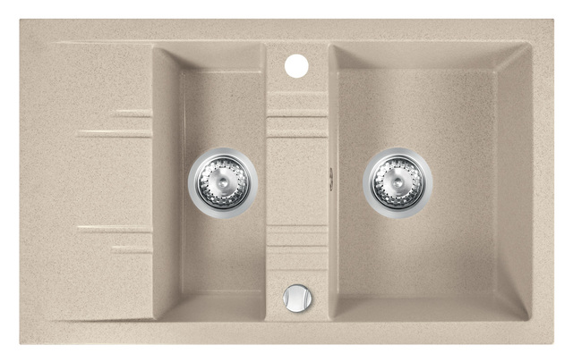 Granitový dřez s vaničkou a odkapem,s přepadem z dřezu,písek - DRGM3/48/79SA