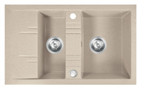 Granitový dřez s vaničkou a odkapem,s přepadem z dřezu,písek - DRGM3/48/79SA