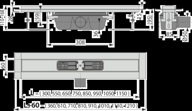 Nerezový podlahový žlab APZ6 Professional