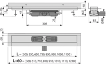 Podlahový žlab s okrajem pro plný rošt a s pevným límcem ke stěně
