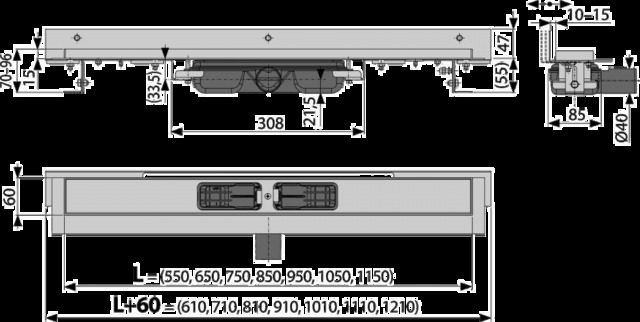 Nerezový podlahový žlab APZ104 flexible Low