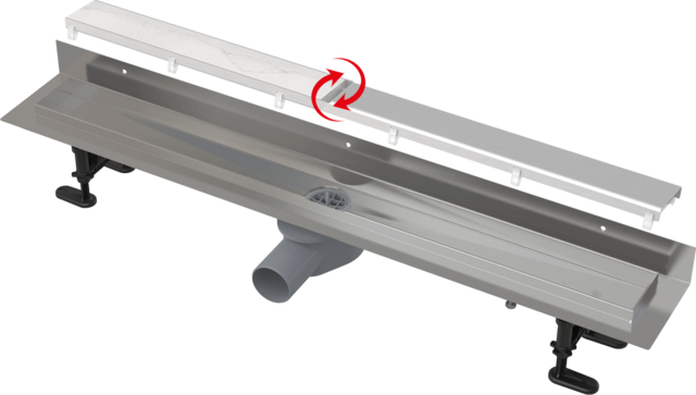Podlahový žlab (Fit and Go) APZ23-DOUBLE9-750 ke stěně