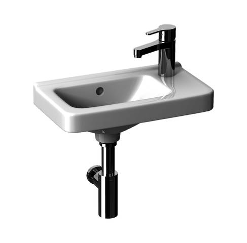 Umývátko asymetrické 45 cm CUBITO úprava PERLA s otvorem v  pravo