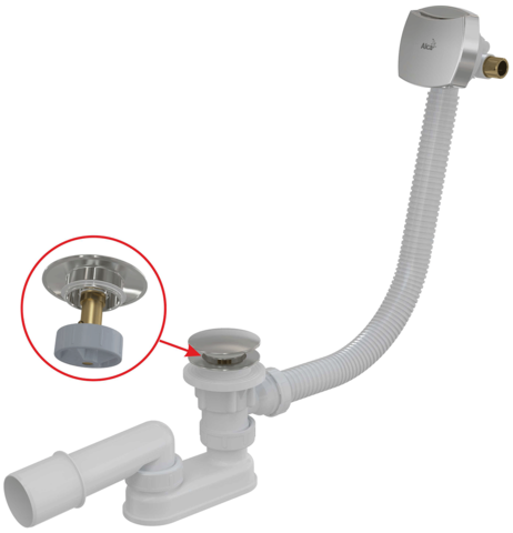 Vanový sifon click-clack s napouštěním přepadem 80cm, chrom