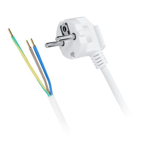 Flexo šňůra 3 x 1,5mm / 2m s vidličkou, bílá