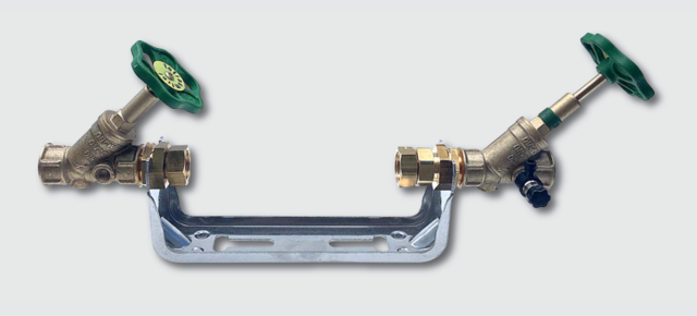 Vodoměrná sestava pro vodoměr DN20 nerez přip.šroubení  1" x 1" - 160/165/190mm ( držák )