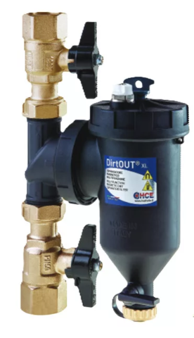 Magnetický filtr s uzávěry a sítkem (univerzální) 3/4" černý, DirtOUT XL