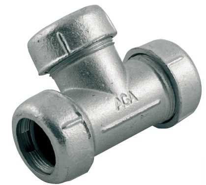 T-kus TOK 1/2" svěrný pro ocelové a PE trubky, pozink ( 19,5 - 21,8mm )
